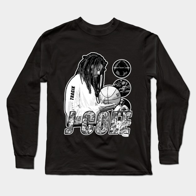 J Cole - Black and White 3 Top Album T-Shirt Long Sleeve T-Shirt by TRAGIK TEXTILES